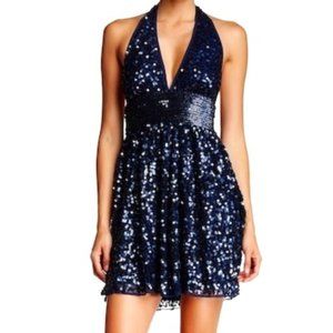 NWT W118 BY WALTER BAKER NAVY SEQUIN HALTER DRESS (4)